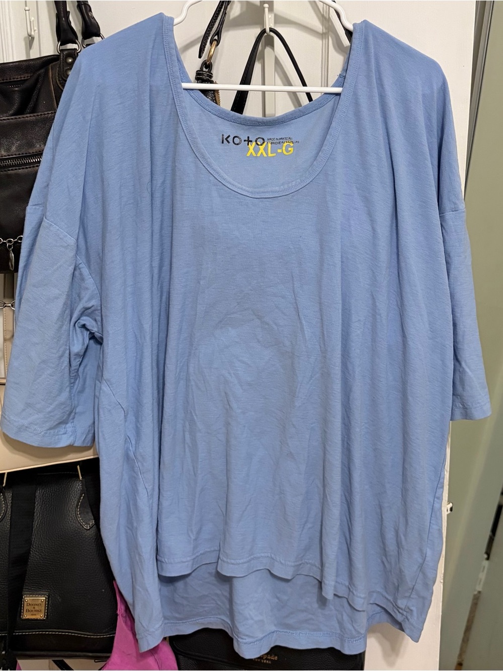 Koton Relaxed Scoop Neck Tee in Light Blue - XXL